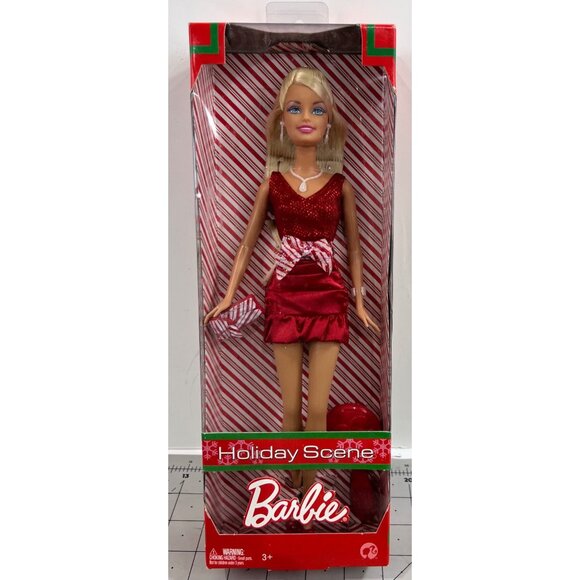 Barbie Holiday Scene Doll Red Dress & Accessories New P8790 - Picture 1 of 5